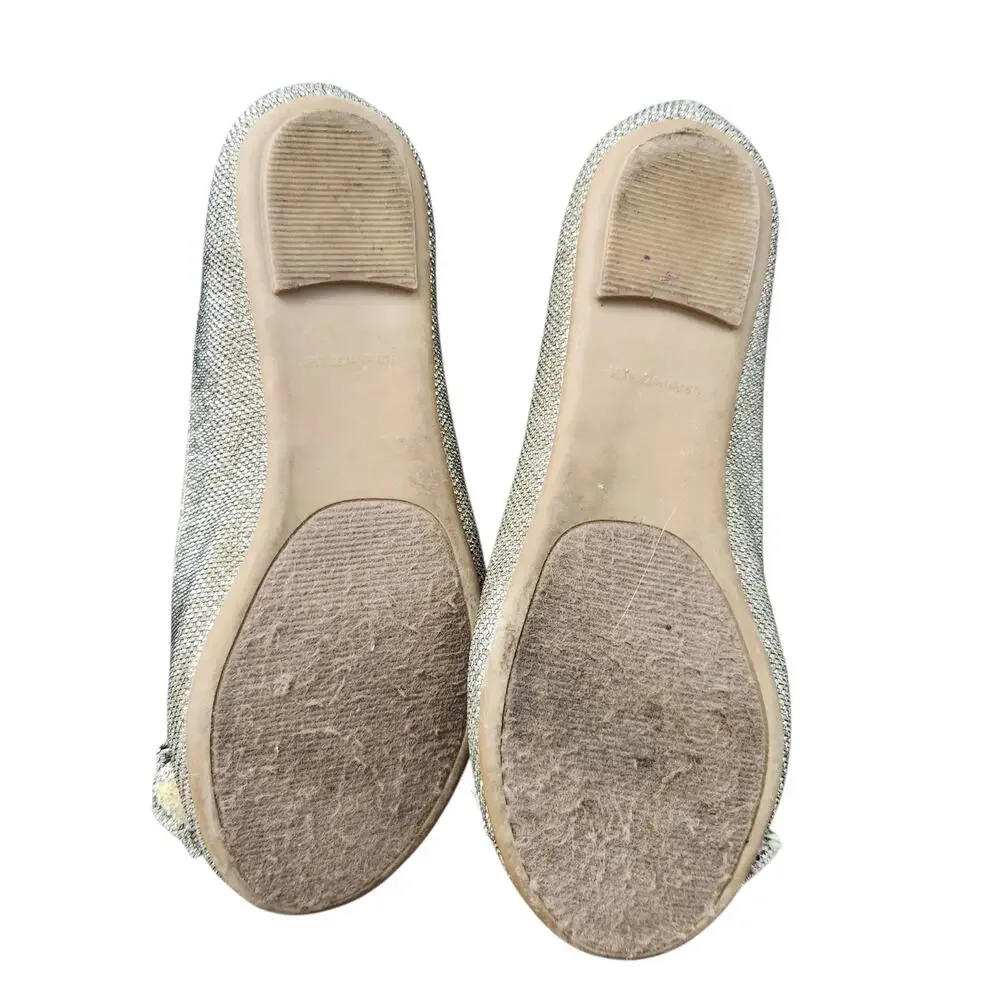 Falls Creek Girls Flats Size 3 Gold Metallic Bow Shoes for Kids Sparkly